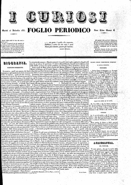 I curiosi : foglio periodico