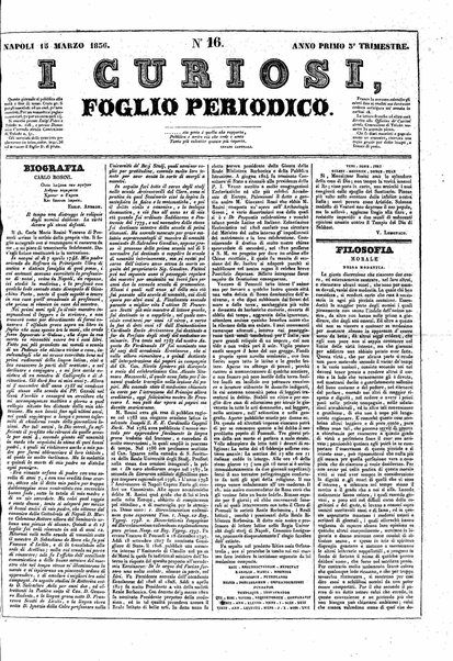 I curiosi : foglio periodico