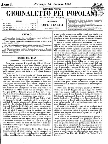 Giornaletto pei popolani : catechismo politico / per cura di P. Thouar e M. Cellini