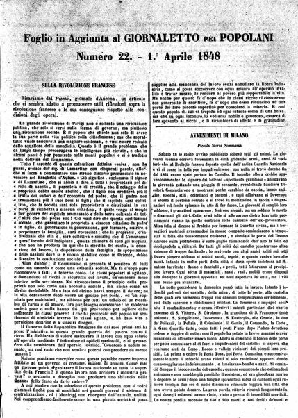 Giornaletto pei popolani : catechismo politico / per cura di P. Thouar e M. Cellini