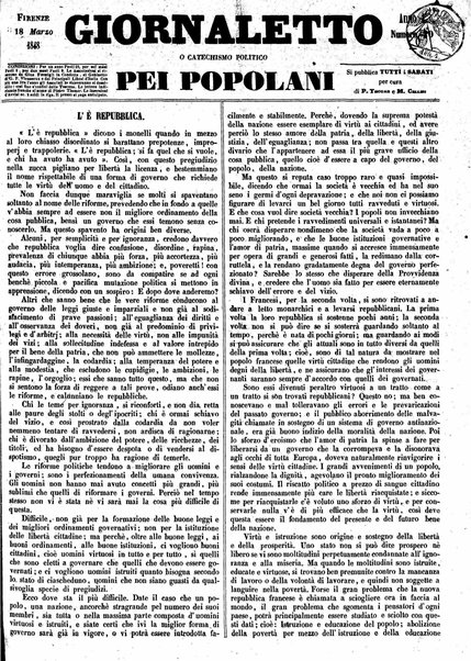 Giornaletto pei popolani : catechismo politico / per cura di P. Thouar e M. Cellini