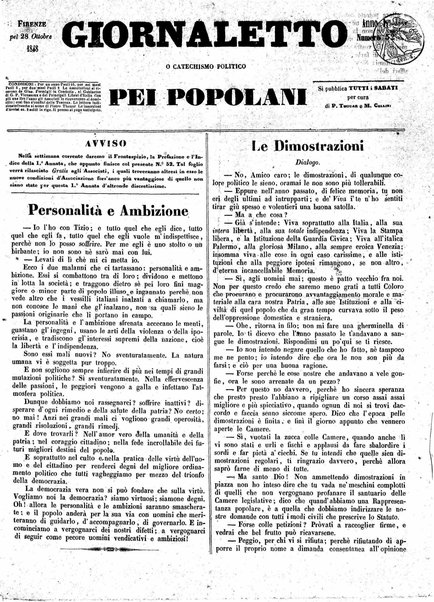 Giornaletto pei popolani : catechismo politico / per cura di P. Thouar e M. Cellini