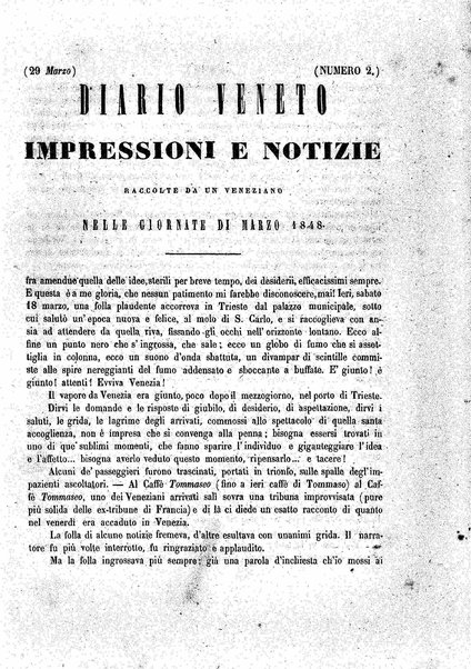 Diario veneto : impressioni e notizie raccolte da un veneziano nelle giornate di marzo 1848 e seguenti