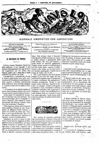 Il diavolo : giornale da ridere e da piangere, con caricature