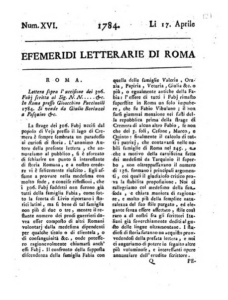 Efemeridi letterarie di Roma