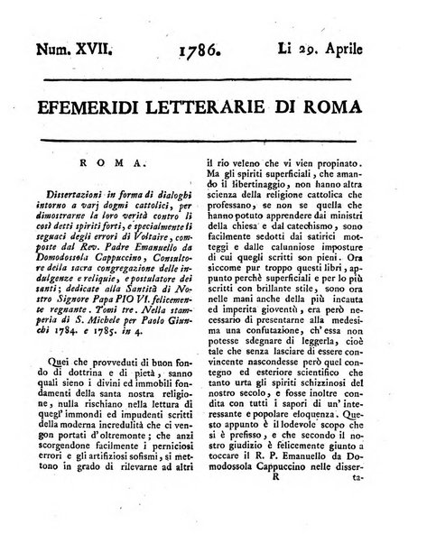 Efemeridi letterarie di Roma