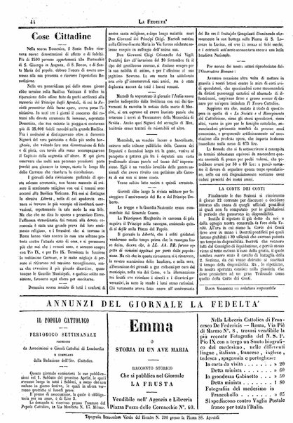 La fedeltà : giornale quindicinale della Società romana dei reduci dalle battaglie in difesa del papato