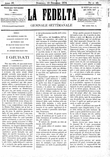 La fedeltà : giornale quindicinale della Società romana dei reduci dalle battaglie in difesa del papato