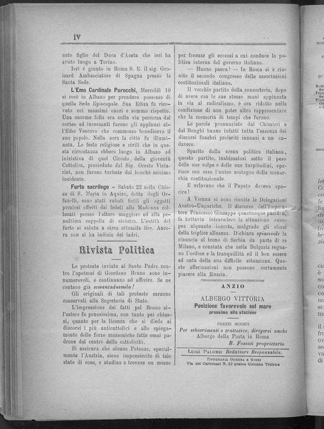 La fedeltà : giornale quindicinale della Società romana dei reduci dalle battaglie in difesa del papato