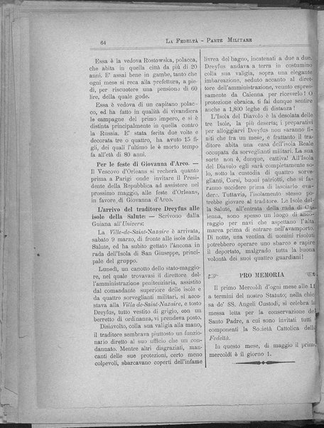 La fedeltà : giornale quindicinale della Società romana dei reduci dalle battaglie in difesa del papato