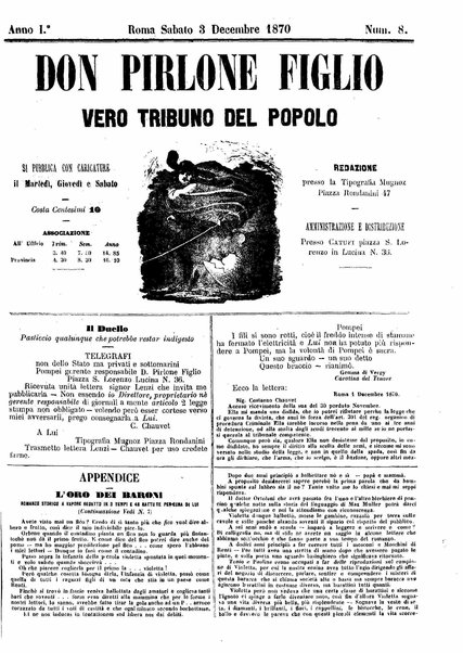 Il figlio di D. Pirlone vero tribuno della plebe