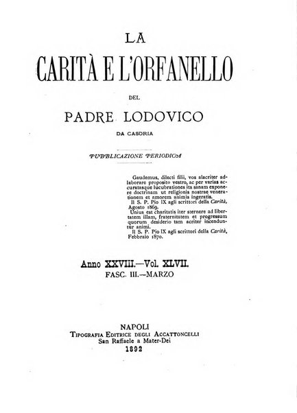 La carità e l'orfanello del venerabile P. Lodovico da Casoria