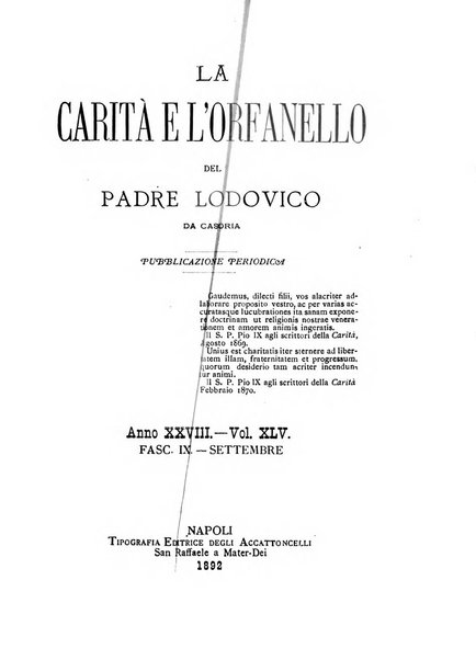 La carità e l'orfanello del venerabile P. Lodovico da Casoria