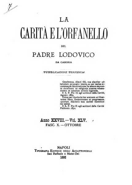 La carità e l'orfanello del venerabile P. Lodovico da Casoria