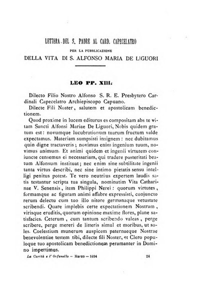 La carità e l'orfanello del venerabile P. Lodovico da Casoria