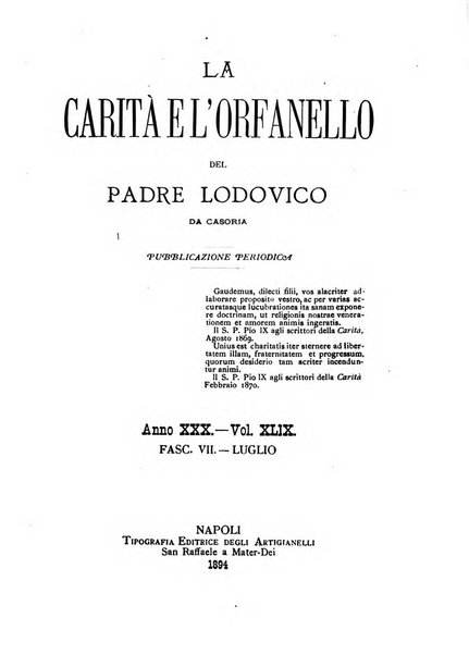 La carità e l'orfanello del venerabile P. Lodovico da Casoria