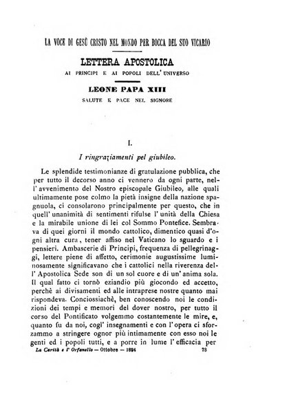 La carità e l'orfanello del venerabile P. Lodovico da Casoria