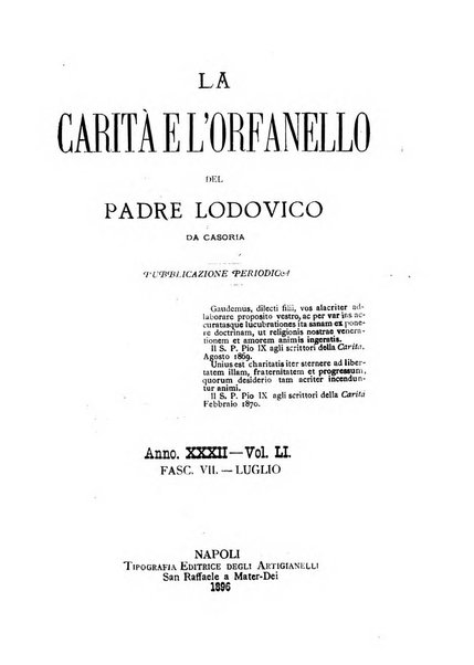 La carità e l'orfanello del venerabile P. Lodovico da Casoria