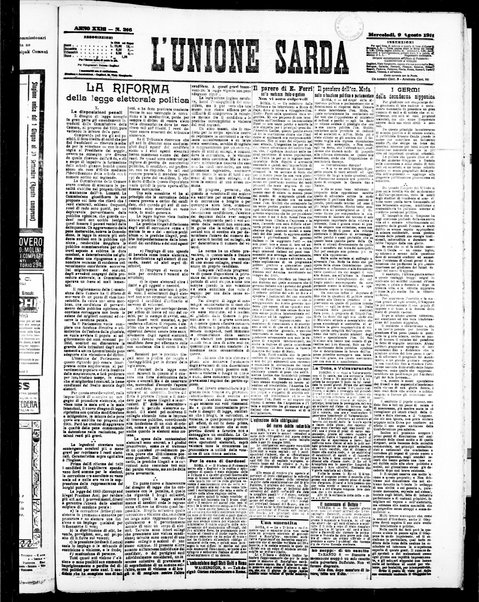 L'unione sarda : giornale settimanale, politico, amministrativo, letterario