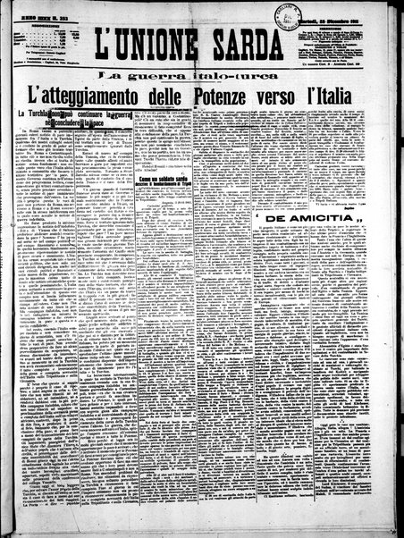 L'unione sarda : giornale settimanale, politico, amministrativo, letterario