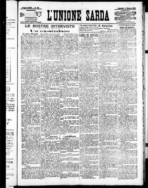 L'unione sarda : giornale settimanale, politico, amministrativo, letterario