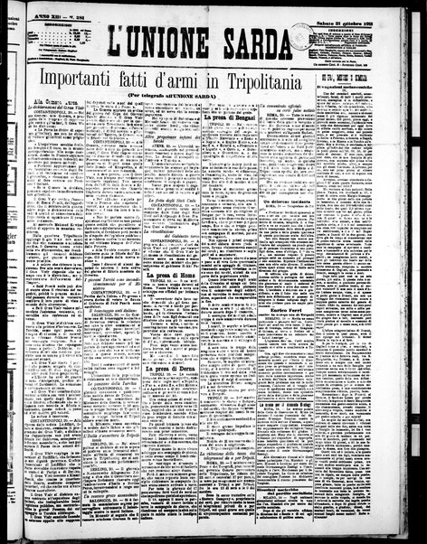 L'unione sarda : giornale settimanale, politico, amministrativo, letterario