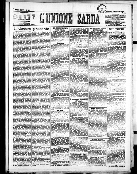 L'unione sarda : giornale settimanale, politico, amministrativo, letterario