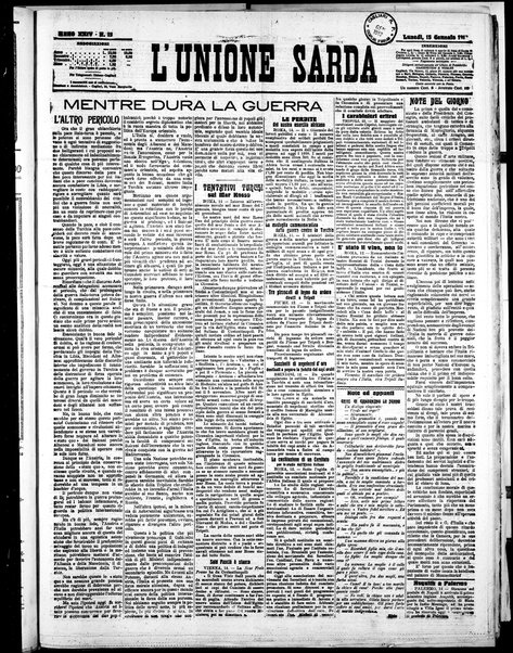 L'unione sarda : giornale settimanale, politico, amministrativo, letterario