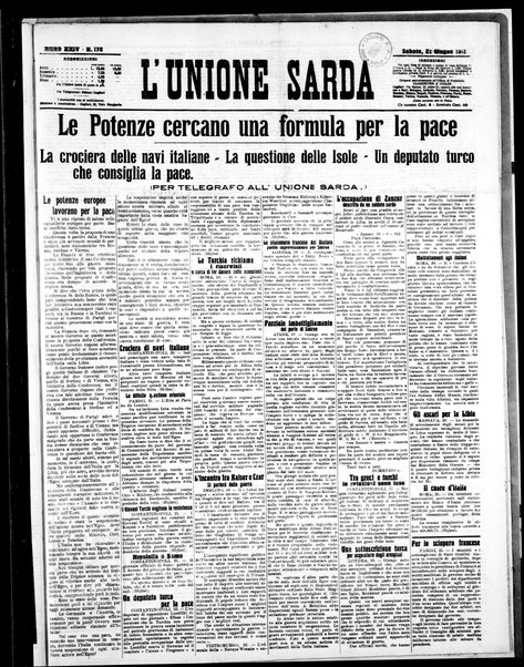 L'unione sarda : giornale settimanale, politico, amministrativo, letterario