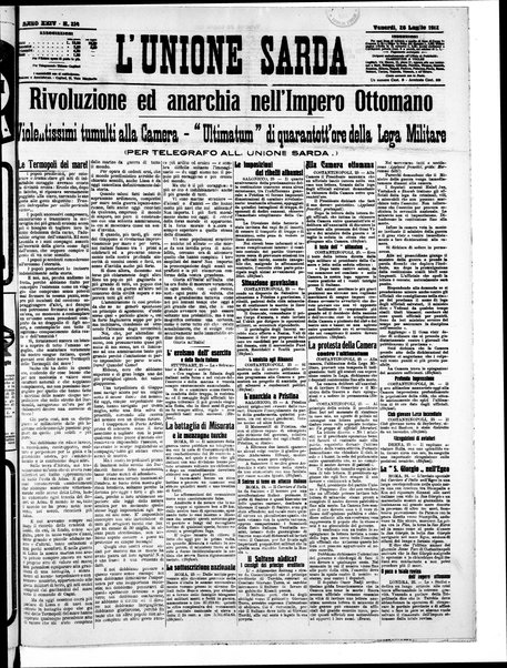 L'unione sarda : giornale settimanale, politico, amministrativo, letterario