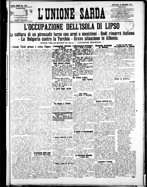 L'unione sarda : giornale settimanale, politico, amministrativo, letterario