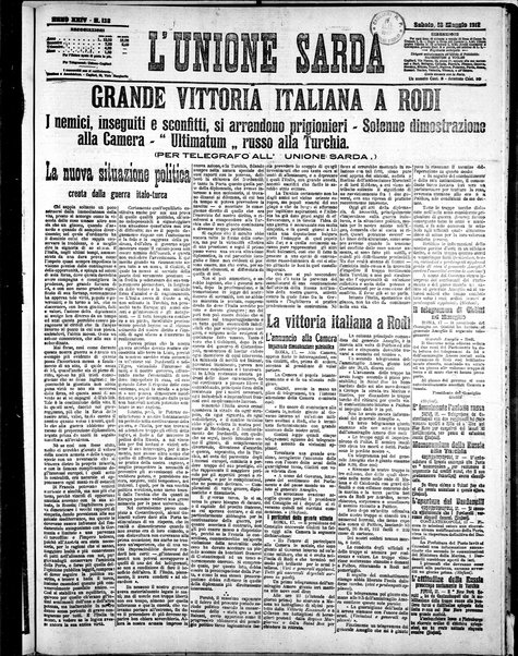 L'unione sarda : giornale settimanale, politico, amministrativo, letterario