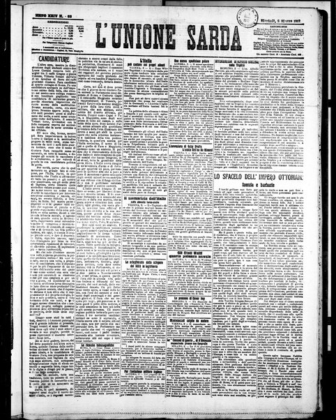 L'unione sarda : giornale settimanale, politico, amministrativo, letterario