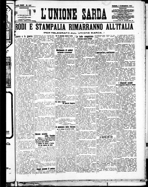 L'unione sarda : giornale settimanale, politico, amministrativo, letterario