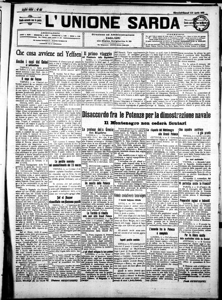 L'unione sarda : giornale settimanale, politico, amministrativo, letterario