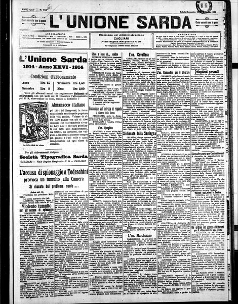 L'unione sarda : giornale settimanale, politico, amministrativo, letterario