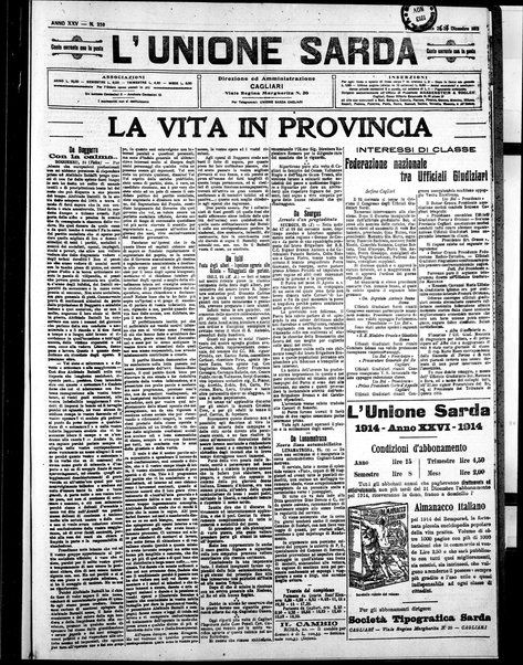 L'unione sarda : giornale settimanale, politico, amministrativo, letterario