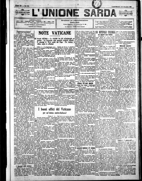 L'unione sarda : giornale settimanale, politico, amministrativo, letterario