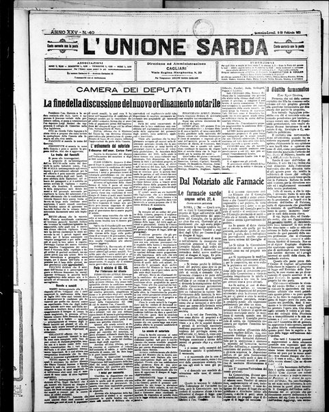 L'unione sarda : giornale settimanale, politico, amministrativo, letterario