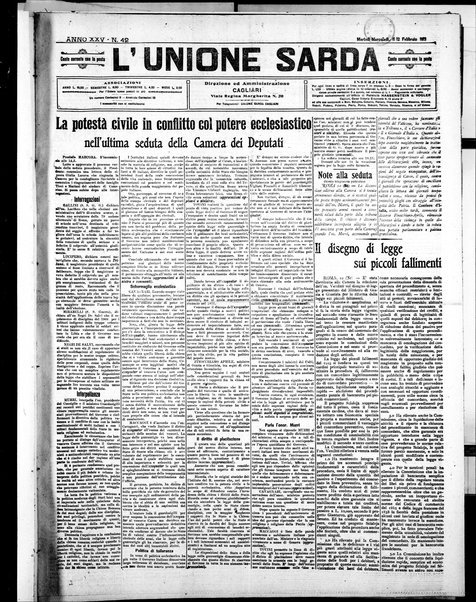 L'unione sarda : giornale settimanale, politico, amministrativo, letterario