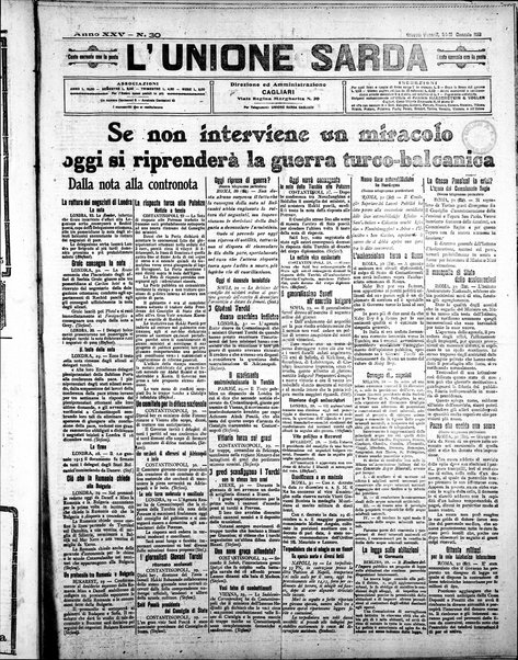 L'unione sarda : giornale settimanale, politico, amministrativo, letterario