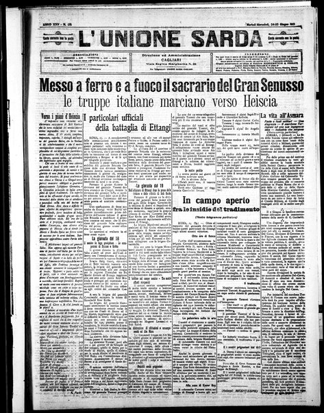 L'unione sarda : giornale settimanale, politico, amministrativo, letterario