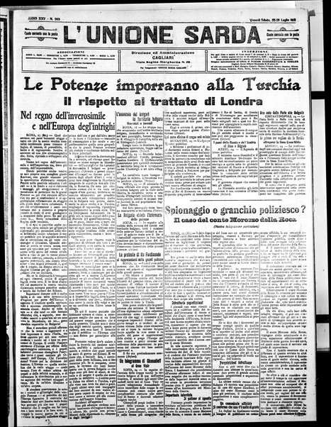 L'unione sarda : giornale settimanale, politico, amministrativo, letterario