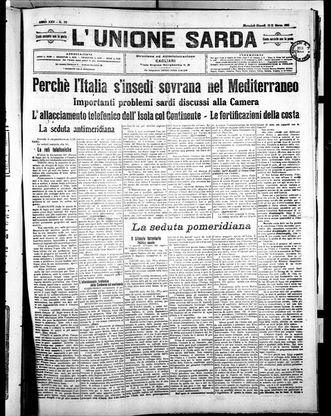 L'unione sarda : giornale settimanale, politico, amministrativo, letterario