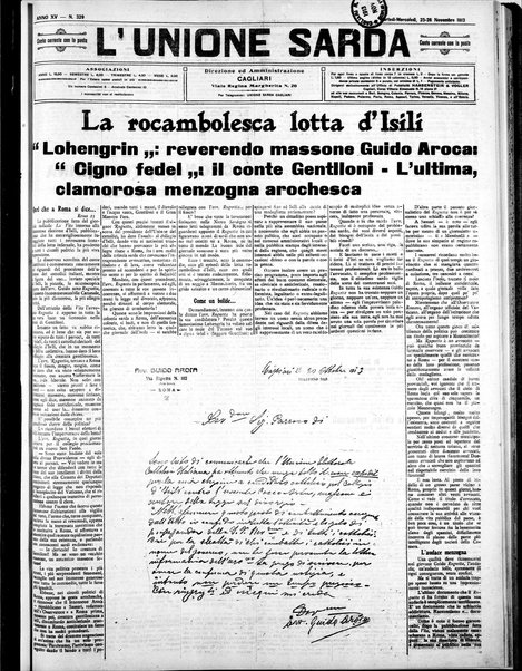 L'unione sarda : giornale settimanale, politico, amministrativo, letterario