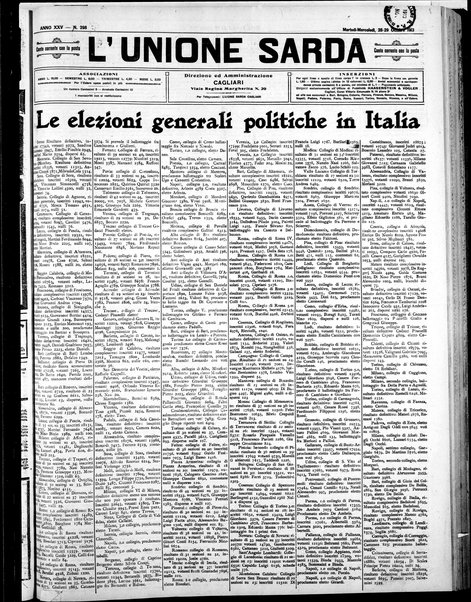 L'unione sarda : giornale settimanale, politico, amministrativo, letterario