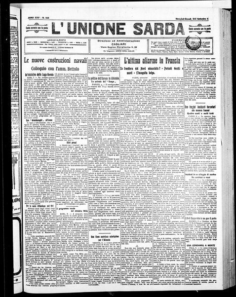 L'unione sarda : giornale settimanale, politico, amministrativo, letterario