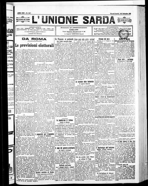 L'unione sarda : giornale settimanale, politico, amministrativo, letterario