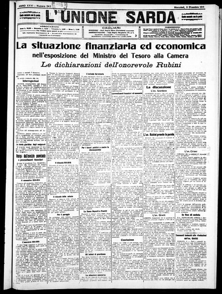 L'unione sarda : giornale settimanale, politico, amministrativo, letterario