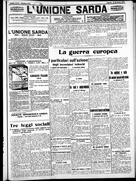 L'unione sarda : giornale settimanale, politico, amministrativo, letterario